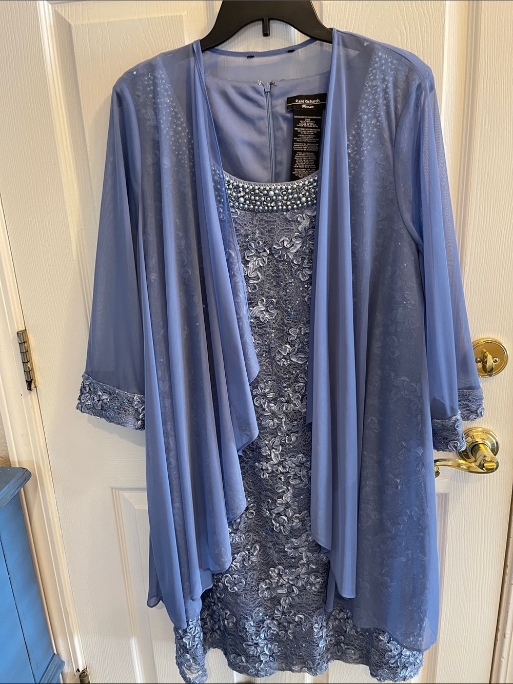 J & M Richard’s Lavender Beaded Embellished Lace Dress and Overlay Jacket